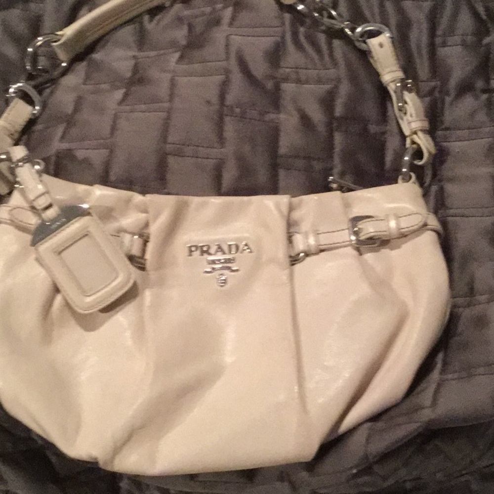 Prada cream  genuine leather shoulder bag